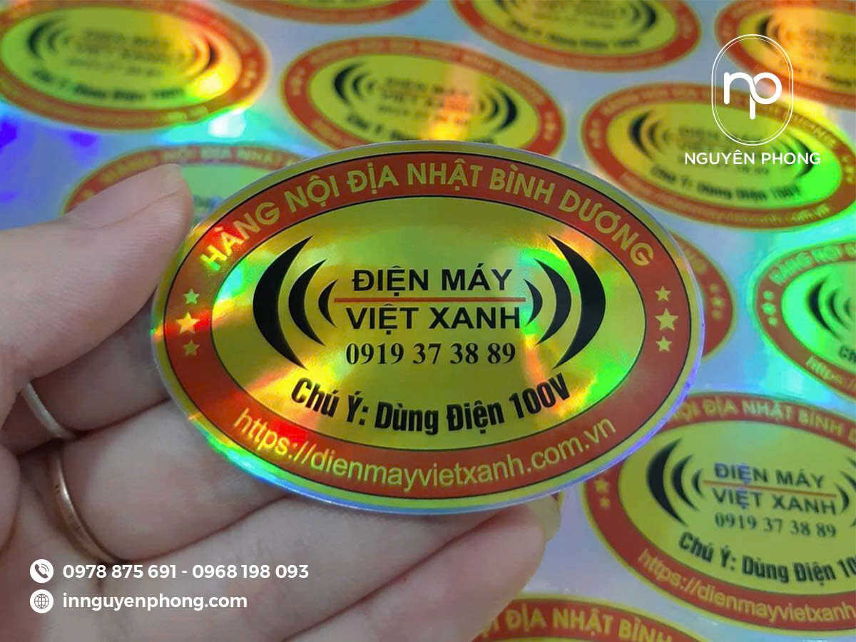 Tem 7 màu chống hàng giả thiết kế có logo ấn tượng